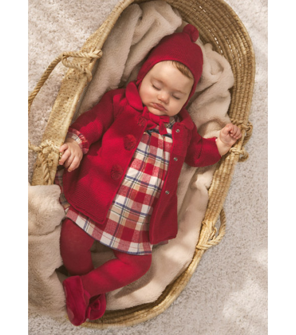Palton rosu tricot cu caciula pentru nou-nascut MAYORAL 2497 MY-G08M