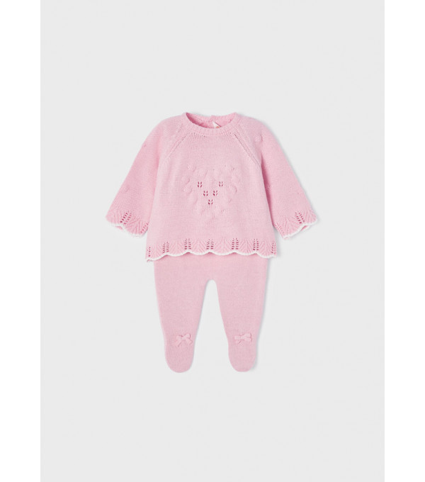 Set roz pantaloni cu botosei tricot pentru nou-nascut ECOFRIENDS MAYORAL 2501 MY-SET04M