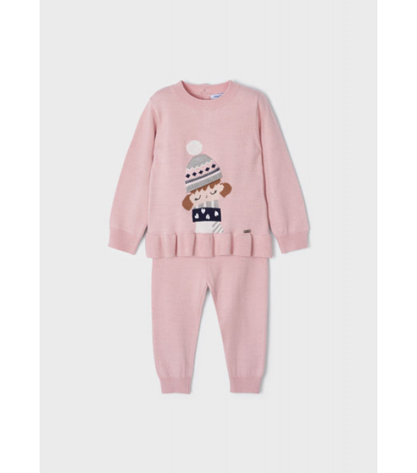Set roz tricot cu pantaloni pentru bebe MAYORAL 2543 MY-CS04M