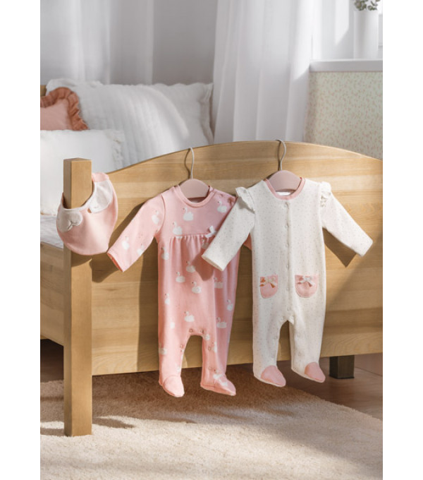 Set roz 2 pijamale si bavetica pentru nou-nascut ECOFRIENDS MAYORAL 2609 MY-SET09M