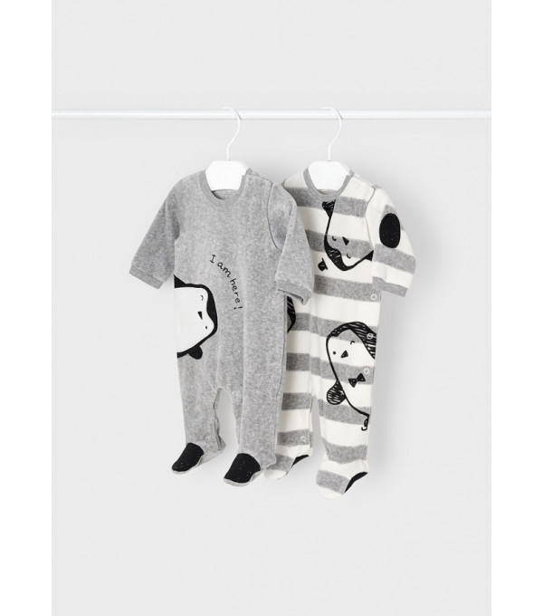 Set 2 pijamale tricot catifea nou-nascut ECOFRIENDS 2632 MY-SET54M