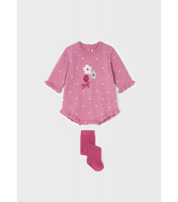 Set roz inchis costumas tricot cu dres nou-nascut ECOFRIENDS MAYORAL 2638 MY-CS02M