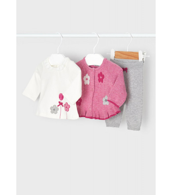 Set 3 piese roz inchis tricot bumbac ECOFRIENDS MAYORAL 2703 MY-TRG14M