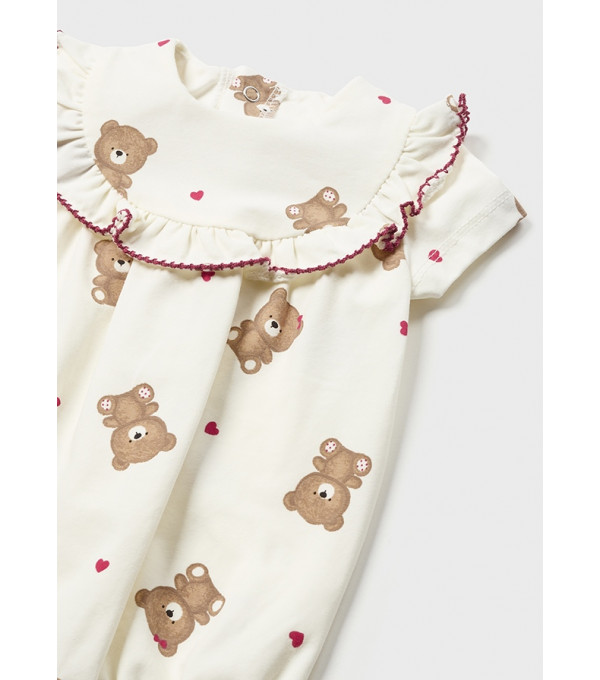 Pijama ursuleti scurta din bumbac sustenabil pentru nou-nascut 1737 MY-BD08V