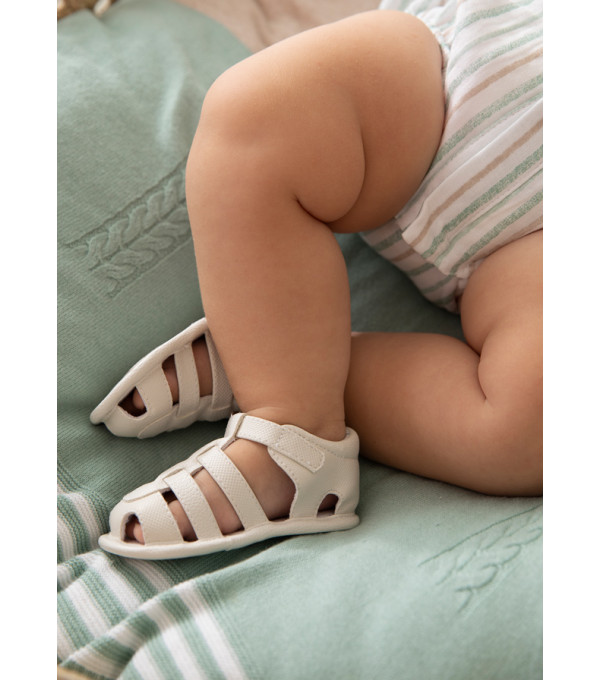 Sandale albe catarama pentru nou-nascut 9624 MY-SAND40V