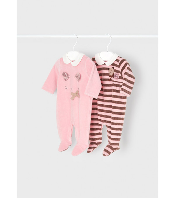 Set 2 pijamale catifea pentru nou-nascut 2610 MY-SET57M