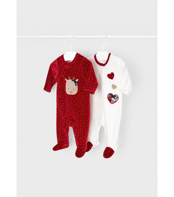 Set 2 pijamale catifea pentru nou-nascut ECOFRIENDS 2613 MAYORAL MY-SET32M
