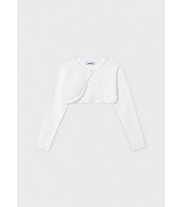 Bolero tricot alb din bumbac sustenabil pentru fetita 0320 MY-BO03V