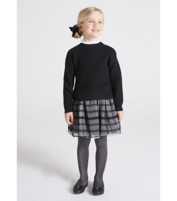Rochie neagra tricot cu tul pentru fetita MAYORAL 4955 MY-R19M