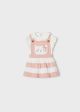 Set roz salopeta fusta tricot ECOFRIENDS new born fata 1858 MY-SET12C