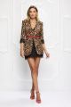 Compleu sacou animal print si fusta scurta neagra BBY-CS03J