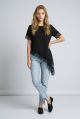 Tricou negru asimetric cu dantela IT-BL15J 