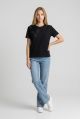 Tricou negru cu detalii florale IT-BL05J