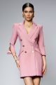Rochie sacou din stofa, rose, accesorizata cu 6 nasturi aurii BBY-R92R