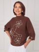 Pulovar maro cu perlute IT-BL64F