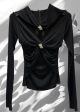 Bluza neagra cu detalii decorative aurii IT-BL88F