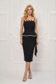  Rochie midi neagra avand bustul tip evantai BBY-R46J