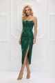 Rochie midi din dantela verde smarald BBY-R27J