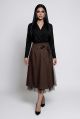 Fusta midi dama maro cu tul si funda in fata  IT-FL04F
