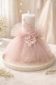 Lumanare cu tul roz si flori SP-LUMANARE04X 1216