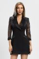 Rochie tip sacou neagra cu maneci transparente BBY-R31A