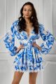 Rochie scurta din vascoza cu imprimeu albastru BBY-R32A
