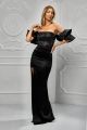 Rochie lunga neagra tip sirena fara bretele BBY-RL19A