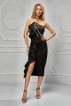 Rochie midi neagra cu firicele aurii BBY-R33A