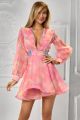 Rochie scurta cu maneci evazate si volane BBY-R44A