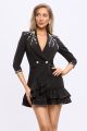 Rochie sacou neagra cu volanase BBY-R89F