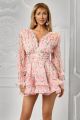 Rochie scurta din voal cu floricele roz BBY-R35A