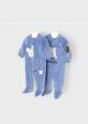 Set 2 pijamale blue tricot catifea nou-nascut ECOFRIENDS 2632 MY-SET54M