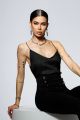 MAIOU NEGRU SATINAT CU BRETELE SUBTIRI BBY-BL01A