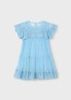 Rochie sky blue tul broderie fetita 3909 MY-R10A
