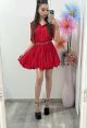 Rochie rosie cu pliuri IT-R32A