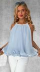 Bluza in pliuri bleu cu perle IT-BL123A