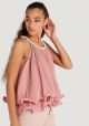 Bluza in pliuri roz cu perle IT-BL123A