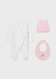 Set roz pijama cu caciula si bavetica bebe fata MAYORAL 9979 MY-SET13F
