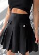 FUSTA PLISATA NEAGRA CU BUTONI ARGINTII IT-FS02F