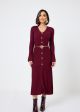 Rochie burgundy lunga in pliuri IT-RL05F