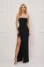 Rochie lunga neagra decolteu accesorizat de cristale BBY-RL07J