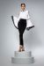 Bluza eleganta din vascoza, alba, accesorizata la gat cu un colier  BBY-BL06V