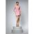 Rochie sacou din stofa, rose, accesorizata cu 6 nasturi aurii BBY-R92R