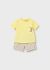 Costum nou-nascut baiat cu tricou galben si pantaloni crem MAYORAL 1652 MY-CS28J