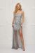Rochie lunga gri din dantela bust tip corset BBY-RL06J