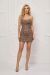 Rochie scurta din dantela bej mulata BBY-R54J
