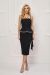  Rochie midi neagra avand bustul tip evantai BBY-R46J