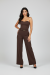 Pantaloni maro wide leg (curea inclusa) IT-PL18F
