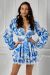 Rochie scurta din vascoza cu imprimeu albastru BBY-R32A