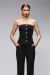 Corset negru, elegant, accesorizat cu nasturi aurii BBY-CO02T